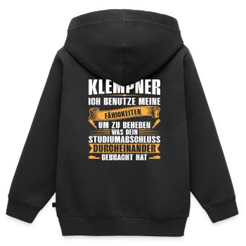 Klempner Installateur Sanitär Geschenk - Kinder Premium Organic Zip Hoodie - Schwarz - Hinten - AI Model Kid Male (0cm)