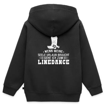 Linedance Linedancer Tänzer Geschenk - Kinder Premium Organic Zip Hoodie - Schwarz - Hinten - AI Model Kid Male (0cm)