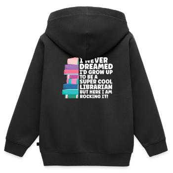 Library Librarian Libraries Gift - Kids Premium Organic Zip-up Hoodie - black - Back - AI Model Kid Male (0cm)