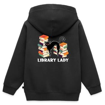 Library Librarian Libraries Gift - Kids Premium Organic Zip-up Hoodie - black - Back - AI Model Kid Male (0cm)