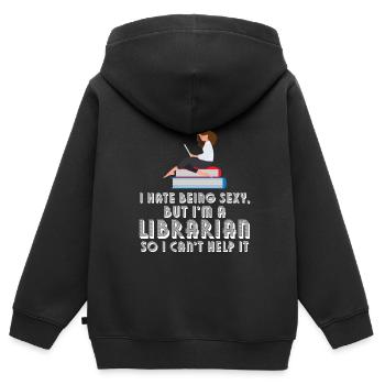 Library Librarian Libraries Gift - Kids Premium Organic Zip-up Hoodie - black - Back - AI Model Kid Male (0cm)