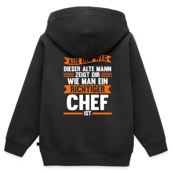 Chef Leiter Direktor Geschenk - Kinder Premium Organic Zip Hoodie - Schwarz - Hinten - AI Model Kid Male (0cm)