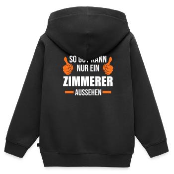 Zimmerer Beruf Zimmerei Geschenk - Kinder Premium Organic Zip Hoodie - Schwarz - Hinten - AI Model Kid Male (0cm)