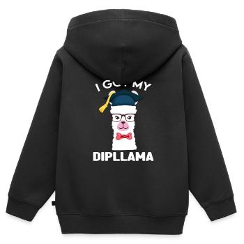 Abschluss-Abschluss-Geschenk - Kinder Premium Organic Zip Hoodie - Schwarz - Hinten - AI Model Kid Male (0cm)