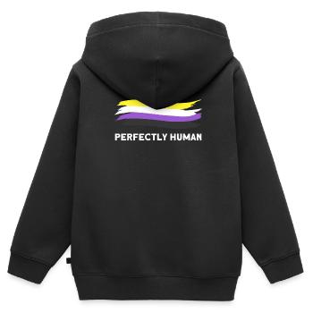 Non-binary Csd non-binary flag gift - Kids Premium Organic Zip-up Hoodie - black - Back - AI Model Kid Male (0cm)