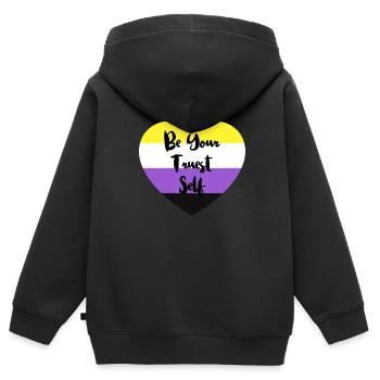 Non-binary non-binary flag LGBTQ gift - Kids Premium Organic Zip-up Hoodie - black - Back - AI Model Kid Male (0cm)