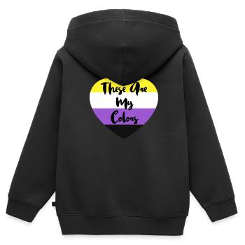 Non-binary non-binary flag LGBTQ gift - Kids Premium Organic Zip-up Hoodie - black - Back - AI Model Kid Male (0cm)