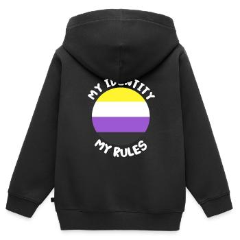Non-binary non-binary flag LGBTQ gift - Kids Premium Organic Zip-up Hoodie - black - Back - AI Model Kid Male (0cm)
