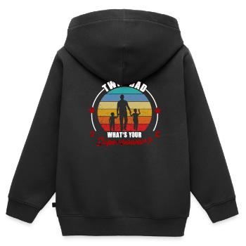 Twin Dad Fils Twin Dad Family Gift - Sweat Premium à capuche zippé enfant bio - noir - Dos - AI Model Kid Male (0cm)