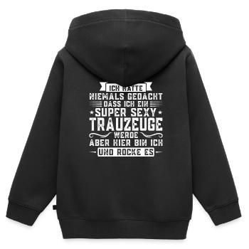 Trauzeuge Hochzeit Trauzeugen Geschenk - Kinder Premium Organic Zip Hoodie - Schwarz - Hinten - AI Model Kid Male (0cm)
