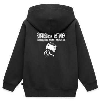 Führerschein Fahrschule Fahranfänger Geschenk - Kinder Premium Organic Zip Hoodie - Schwarz - Hinten - AI Model Kid Male (0cm)
