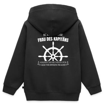 Kapitän Frau Steuermann Geschenk - Kinder Premium Organic Zip Hoodie - Schwarz - Hinten - AI Model Kid Male (0cm)