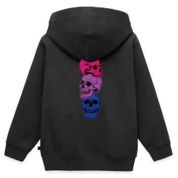 Bisexueller Schädel Bisexueller Schädel - Kinder Premium Organic Zip Hoodie - Schwarz - Hinten - AI Model Kid Male (0cm)