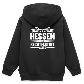 Hessen Heimat Hesse Geschenk - Kinder Premium Organic Zip Hoodie - Schwarz - Hinten - AI Model Kid Male (0cm)