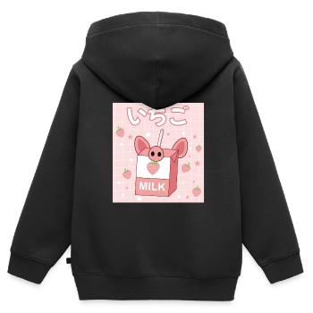 Japanisches japanisches Erdbeer - Kinder Premium Organic Zip Hoodie - Schwarz - Hinten - AI Model Kid Male (0cm)