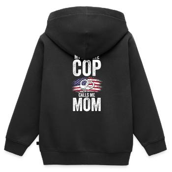 Polizist Mama Cop Mama Familie Geschenk - Kinder Premium Organic Zip Hoodie - Schwarz - Hinten - AI Model Kid Male (0cm)