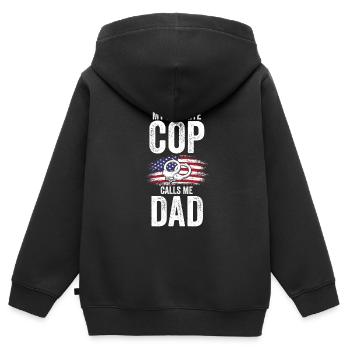 Cop Dad Cop Dad Familie Geschenk - Kinder Premium Organic Zip Hoodie - Schwarz - Hinten - AI Model Kid Male (0cm)