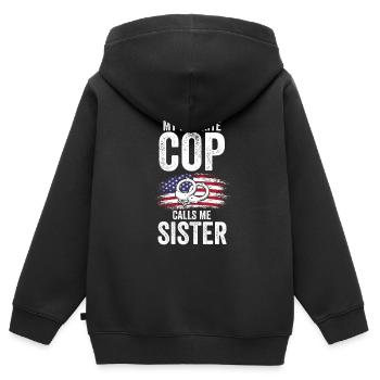 Cop Schwester Cop Schwester Familie Geschenk - Kinder Premium Organic Zip Hoodie - Schwarz - Hinten - AI Model Kid Male (0cm)