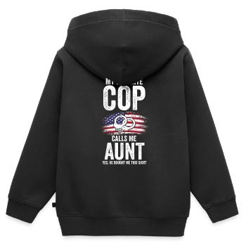 Cop Aunt Nephew Cop Aunt Family Geschenk - Kinder Premium Organic Zip Hoodie - Schwarz - Hinten - AI Model Kid Male (0cm)