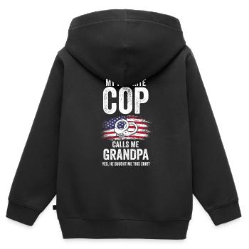 Cop Grandpa Grandson Cop Grandpa Family Geschenk - Kinder Premium Organic Zip Hoodie - Schwarz - Hinten - AI Model Kid Male (0cm)