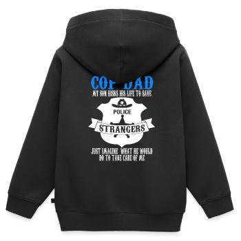 Cop Dad Son Cop Dad Family Geschenk - Kinder Premium Organic Zip Hoodie - Schwarz - Hinten - AI Model Kid Male (0cm)