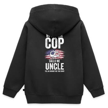 Cop Uncle Nephew Cop Uncle Family Geschenk - Kinder Premium Organic Zip Hoodie - Schwarz - Hinten - AI Model Kid Male (0cm)