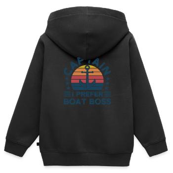 Kapitän Kapitäne Bootfahren Geschenk - Kinder Premium Organic Zip Hoodie - Schwarz - Hinten - AI Model Kid Male (0cm)