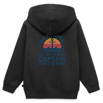 Kapitän Kapitäne Bootfahren Geschenk - Kinder Premium Organic Zip Hoodie - Schwarz - Hinten - AI Model Kid Male (0cm)