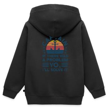 Kapitän Kapitäne Bootfahren Geschenk - Kinder Premium Organic Zip Hoodie - Schwarz - Hinten - AI Model Kid Male (0cm)