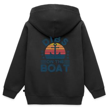 Kapitän Kapitäne Bootfahren Geschenk - Kinder Premium Organic Zip Hoodie - Schwarz - Hinten - AI Model Kid Male (0cm)