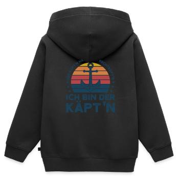 Kapitän Kapitäne Bootfahren Geschenk - Kinder Premium Organic Zip Hoodie - Schwarz - Hinten - AI Model Kid Male (0cm)