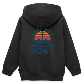 Kapitän Kapitäne Bootfahren Geschenk - Kinder Premium Organic Zip Hoodie - Schwarz - Hinten - AI Model Kid Male (0cm)