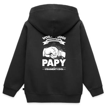 Papi Papi Famille Geschenk - Kinder Premium Organic Zip Hoodie - Schwarz - Hinten - AI Model Kid Male (0cm)