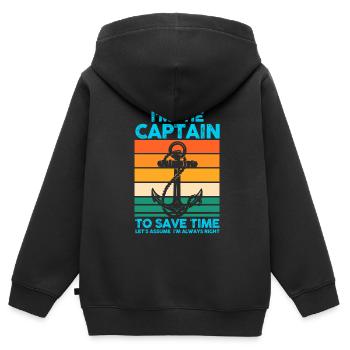Captain Boat Captains Cadeau - Sweat Premium à capuche zippé enfant bio - noir - Dos - AI Model Kid Male (0cm)