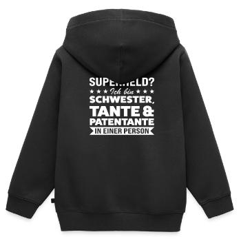 Patentante Taufe Patin Geschenk - Kinder Premium Organic Zip Hoodie - Schwarz - Hinten - AI Model Kid Male (0cm)