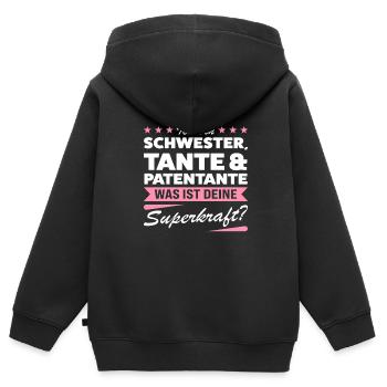 Patentante Taufe Taufpatin Geschenk - Kinder Premium Organic Zip Hoodie - Schwarz - Hinten - AI Model Kid Male (0cm)