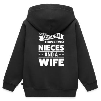 Oncle 2 Nièces Oncle 2 Nièces Cadeau - Sweat Premium à capuche zippé enfant bio - noir - Dos - AI Model Kid Male (0cm)