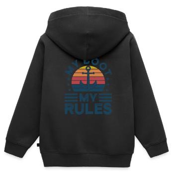 Kapitän Kapitäne Bootfahren Geschenk - Kinder Premium Organic Zip Hoodie - Schwarz - Hinten - AI Model Kid Male (0cm)