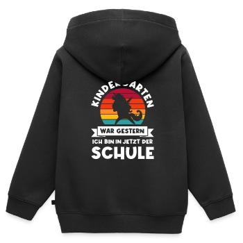 Schulkind Einhorn Schulbeginn Geschenk - Kinder Premium Organic Zip Hoodie - Schwarz - Hinten - AI Model Kid Male (0cm)