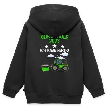 Vorschule 2023 Traktor Vorschüler Geschenk - Kinder Premium Organic Zip Hoodie - Schwarz - Hinten - AI Model Kid Male (0cm)