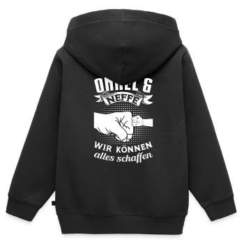 Onkel Neffe Neffen Geschenk - Kinder Premium Organic Zip Hoodie - Schwarz - Hinten - AI Model Kid Male (0cm)
