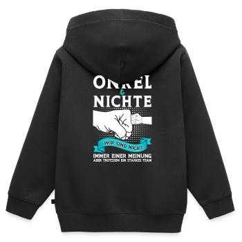 Onkel Nichte Nichten Geschenk - Kinder Premium Organic Zip Hoodie - Schwarz - Hinten - AI Model Kid Male (0cm)