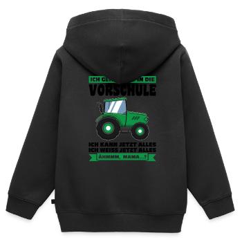 Vorschule Traktor Vorschüler Geschenk - Kinder Premium Organic Zip Hoodie - Schwarz - Hinten - AI Model Kid Male (0cm)