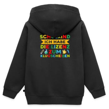 Schulkind Schulanfang Schulanfänger Geschenk - Kinder Premium Organic Zip Hoodie - Schwarz - Hinten - AI Model Kid Male (0cm)