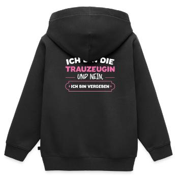 Trauzeugin Hochzeit Brautjunger Geschenk - Kinder Premium Organic Zip Hoodie - Schwarz - Hinten - AI Model Kid Male (0cm)