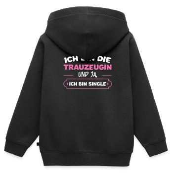 Trauzeugin Hochzeit Brautjungfer Geschenk - Kinder Premium Organic Zip Hoodie - Schwarz - Hinten - AI Model Kid Male (0cm)