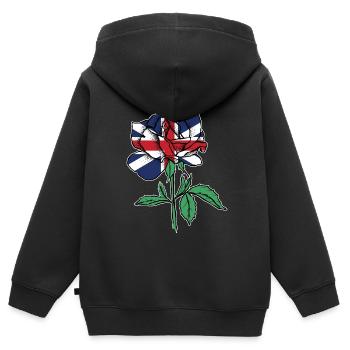 Flagge Rose Britische Flagge Wurzeln Geschenk - Kinder Premium Organic Zip Hoodie - Schwarz - Hinten - AI Model Kid Male (0cm)