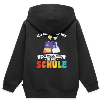 Schulkind Schulanfang Schulanfänger Geschenk - Kinder Premium Organic Zip Hoodie - Schwarz - Hinten - AI Model Kid Male (0cm)