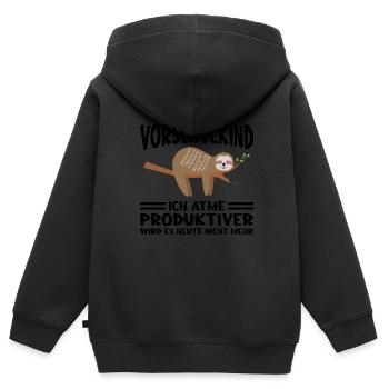 Vorschule Faultier Schulbeginn Geschenk - Kinder Premium Organic Zip Hoodie - Schwarz - Hinten - AI Model Kid Male (0cm)