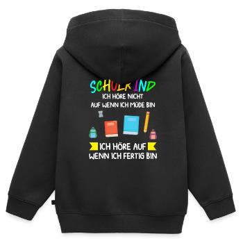 Schulkind Schulanfang Schulanfänger Geschenk - Kinder Premium Organic Zip Hoodie - Schwarz - Hinten - AI Model Kid Male (0cm)